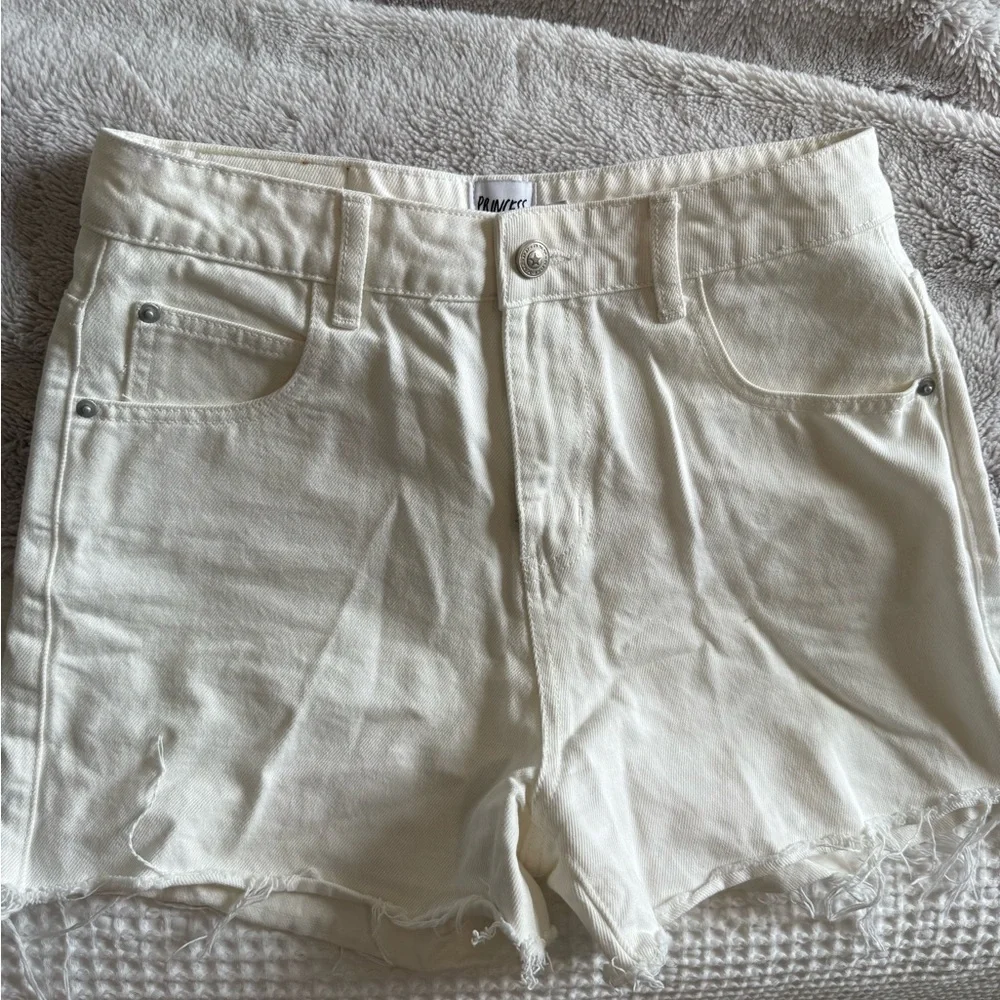 Cream Denim Women's Shorts